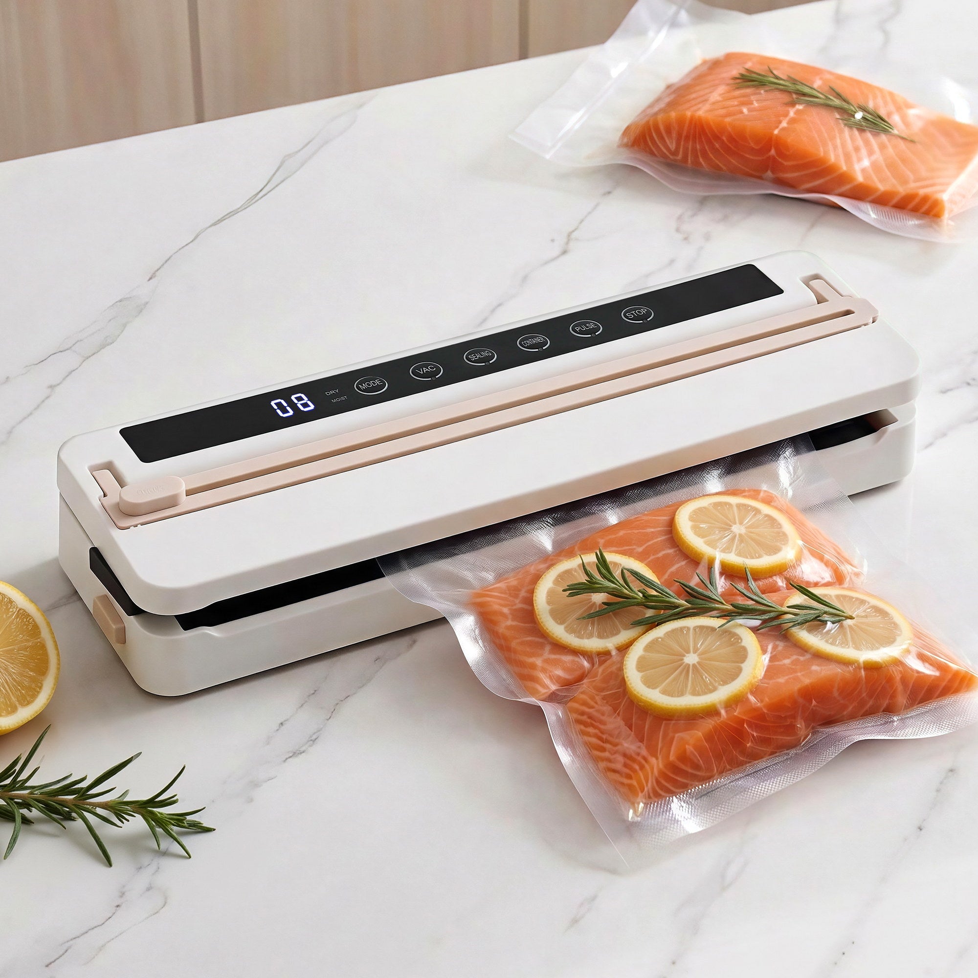 Devanti Food Vacuum Sealer Machine Fresh Storage Auto Seal Slide Cutter 6 Modes White